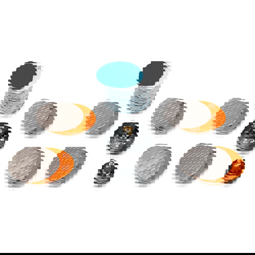 Handheld Buffer & Polisher Accessories; Accessory Type: Polishing Pad; Product Type: Polishing; Includes: Ventilated Backing Pad, 3 In [75 Mm] Dia. (6 38 06 197 01 0); Ventilated Backing Pad, 4-1/2 In [115 Mm] Dia. (6 38 06 194 01 0); (25) Abrasive Sheets